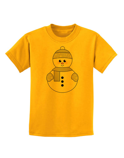 Cute Snowman With Hat and Scarf Christmas Childrens T-Shirt-Childrens T-Shirt-TooLoud-Gold-X-Small-Davson Sales