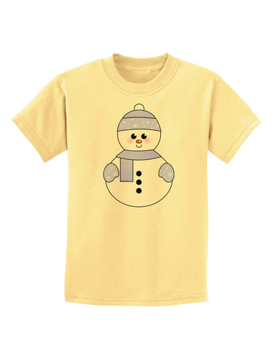 Cute Snowman With Hat and Scarf Christmas Childrens T-Shirt-Childrens T-Shirt-TooLoud-Daffodil-Yellow-X-Small-Davson Sales