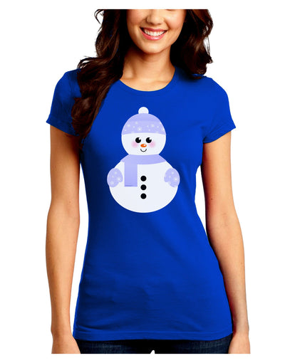 Cute Snowman With Hat and Scarf Christmas Juniors Crew Dark T-Shirt-T-Shirts Juniors Tops-TooLoud-Royal-Blue-Juniors Fitted Small-Davson Sales