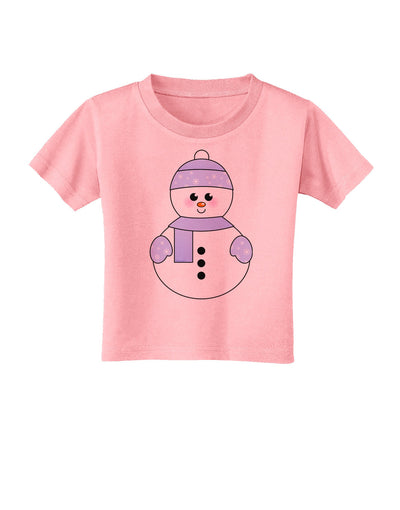 Cute Snowman With Hat and Scarf Christmas Toddler T-Shirt-Toddler T-Shirt-TooLoud-Candy-Pink-2T-Davson Sales