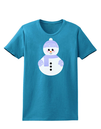 Cute Snowman With Hat and Scarf Christmas Womens Dark T-Shirt-TooLoud-Turquoise-X-Small-Davson Sales