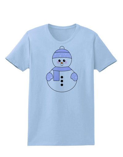 Cute Snowman With Hat and Scarf Christmas Womens T-Shirt-Womens T-Shirt-TooLoud-Light-Blue-X-Small-Davson Sales