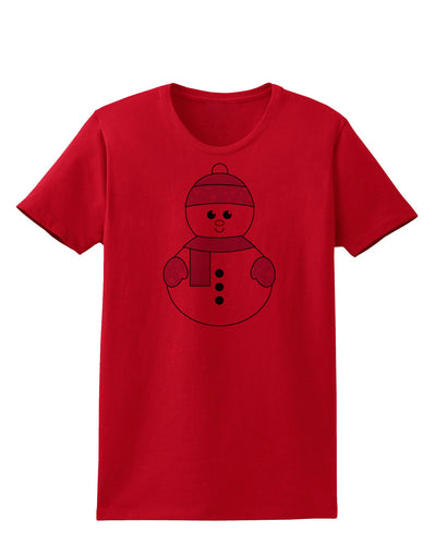 Cute Snowman With Hat and Scarf Christmas Womens T-Shirt-Womens T-Shirt-TooLoud-Red-X-Small-Davson Sales