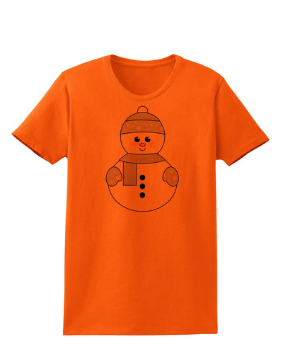 Cute Snowman With Hat and Scarf Christmas Womens T-Shirt-Womens T-Shirt-TooLoud-Orange-X-Small-Davson Sales
