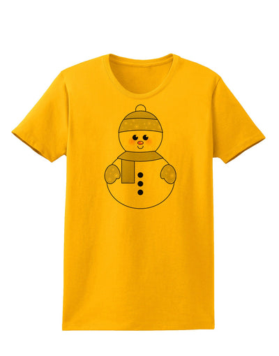 Cute Snowman With Hat and Scarf Christmas Womens T-Shirt-Womens T-Shirt-TooLoud-Gold-X-Small-Davson Sales