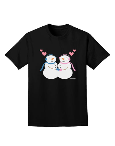 Cute Snowman and Snowwoman Couple Adult Dark T-Shirt by TooLoud-Mens T-Shirt-TooLoud-Black-Small-Davson Sales