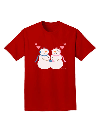 Cute Snowman and Snowwoman Couple Adult Dark T-Shirt by TooLoud-Mens T-Shirt-TooLoud-Red-Small-Davson Sales