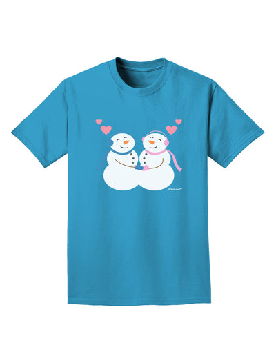 Cute Snowman and Snowwoman Couple Adult Dark T-Shirt by TooLoud-Mens T-Shirt-TooLoud-Turquoise-Small-Davson Sales