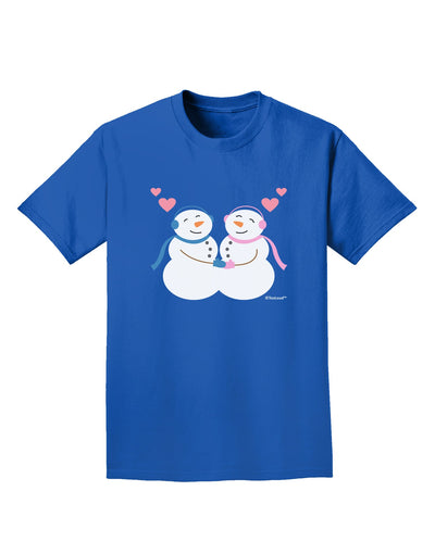 Cute Snowman and Snowwoman Couple Adult Dark T-Shirt by TooLoud-Mens T-Shirt-TooLoud-Royal-Blue-Small-Davson Sales