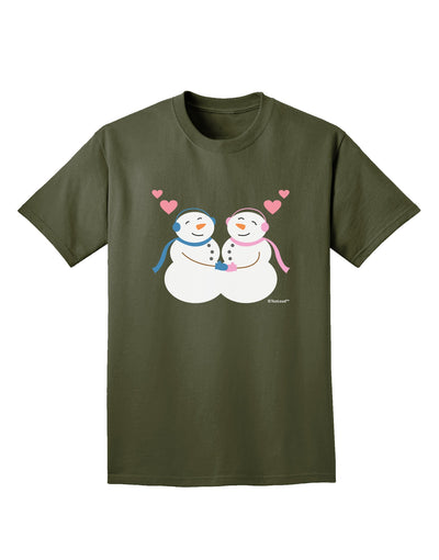 Cute Snowman and Snowwoman Couple Adult Dark T-Shirt by TooLoud-Mens T-Shirt-TooLoud-Military-Green-Small-Davson Sales