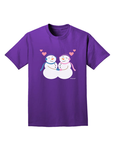 Cute Snowman and Snowwoman Couple Adult Dark T-Shirt by TooLoud-Mens T-Shirt-TooLoud-Purple-Small-Davson Sales