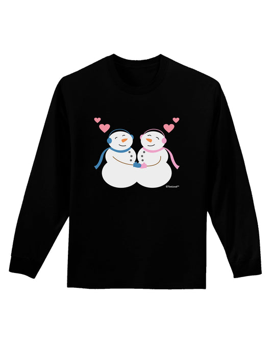 Cute Snowman and Snowwoman Couple Adult Long Sleeve Dark T-Shirt by TooLoud-TooLoud-Black-Small-Davson Sales