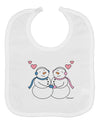 Cute Snowman and Snowwoman Couple Baby Bib by TooLoud