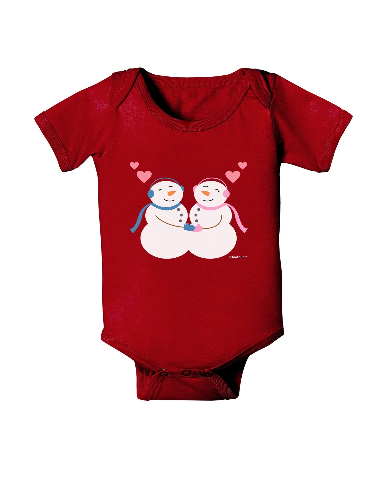 Cute Snowman and Snowwoman Couple Baby Romper Bodysuit Dark by TooLoud-Baby Romper-TooLoud-Red-06-Months-Davson Sales