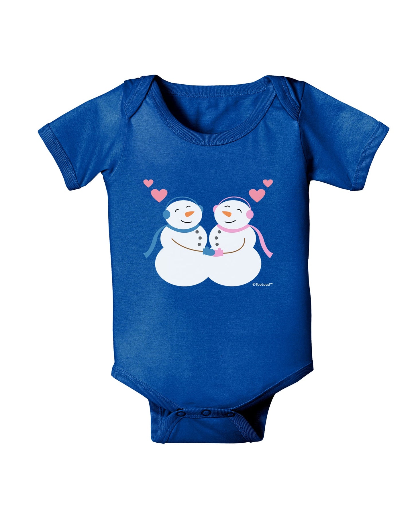 Cute Snowman and Snowwoman Couple Baby Romper Bodysuit Dark by TooLoud-Baby Romper-TooLoud-Royal-Blue-06-Months-Davson Sales