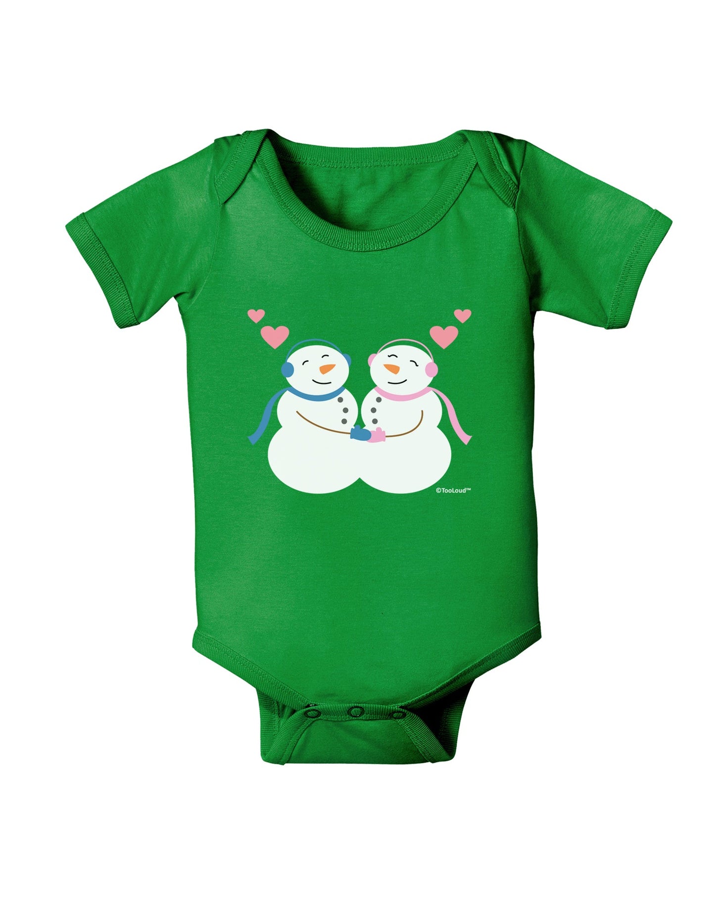 Cute Snowman and Snowwoman Couple Baby Romper Bodysuit Dark by TooLoud-Baby Romper-TooLoud-Clover-Green-06-Months-Davson Sales