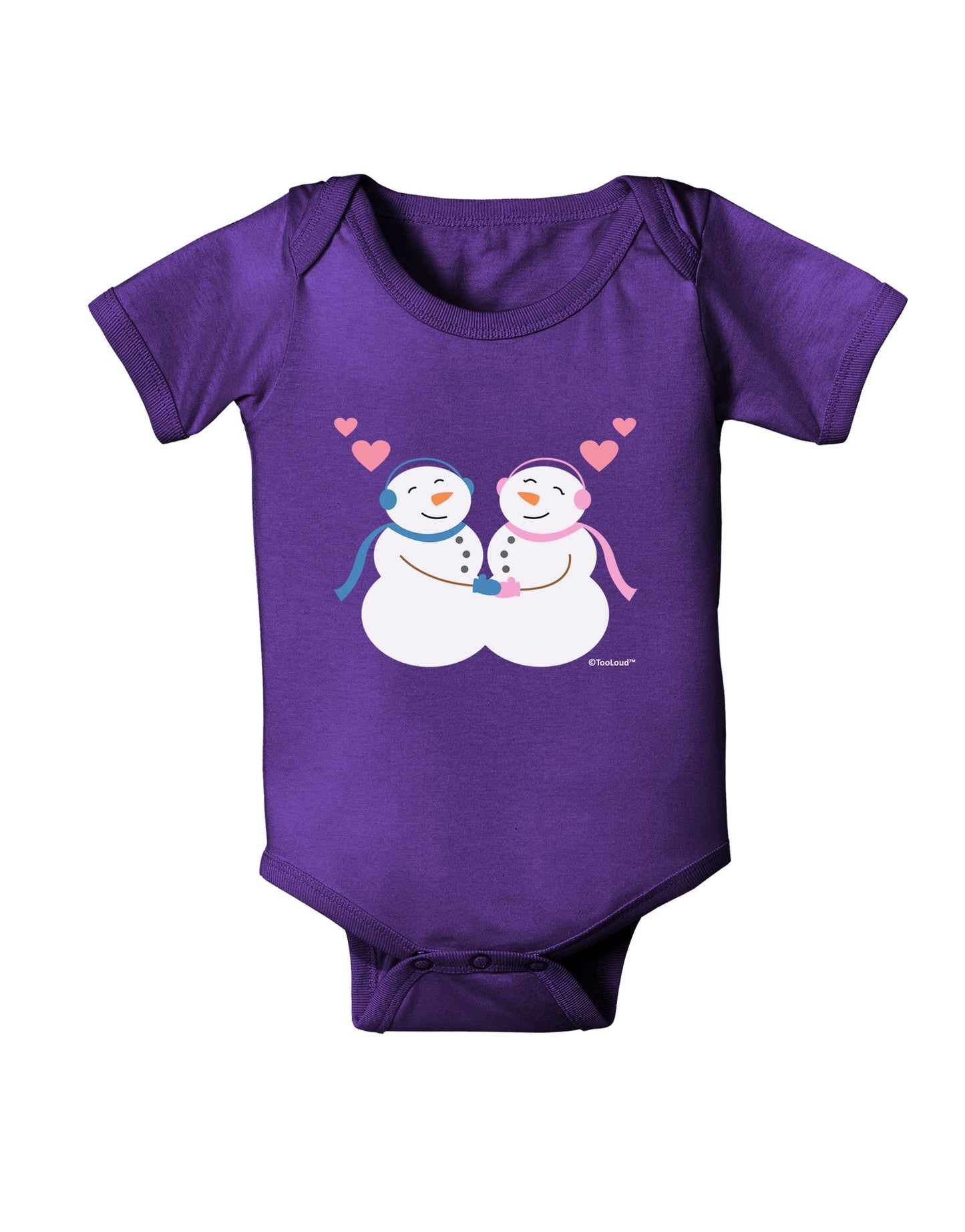 Cute Snowman and Snowwoman Couple Baby Romper Bodysuit Dark by TooLoud-Baby Romper-TooLoud-Purple-06-Months-Davson Sales
