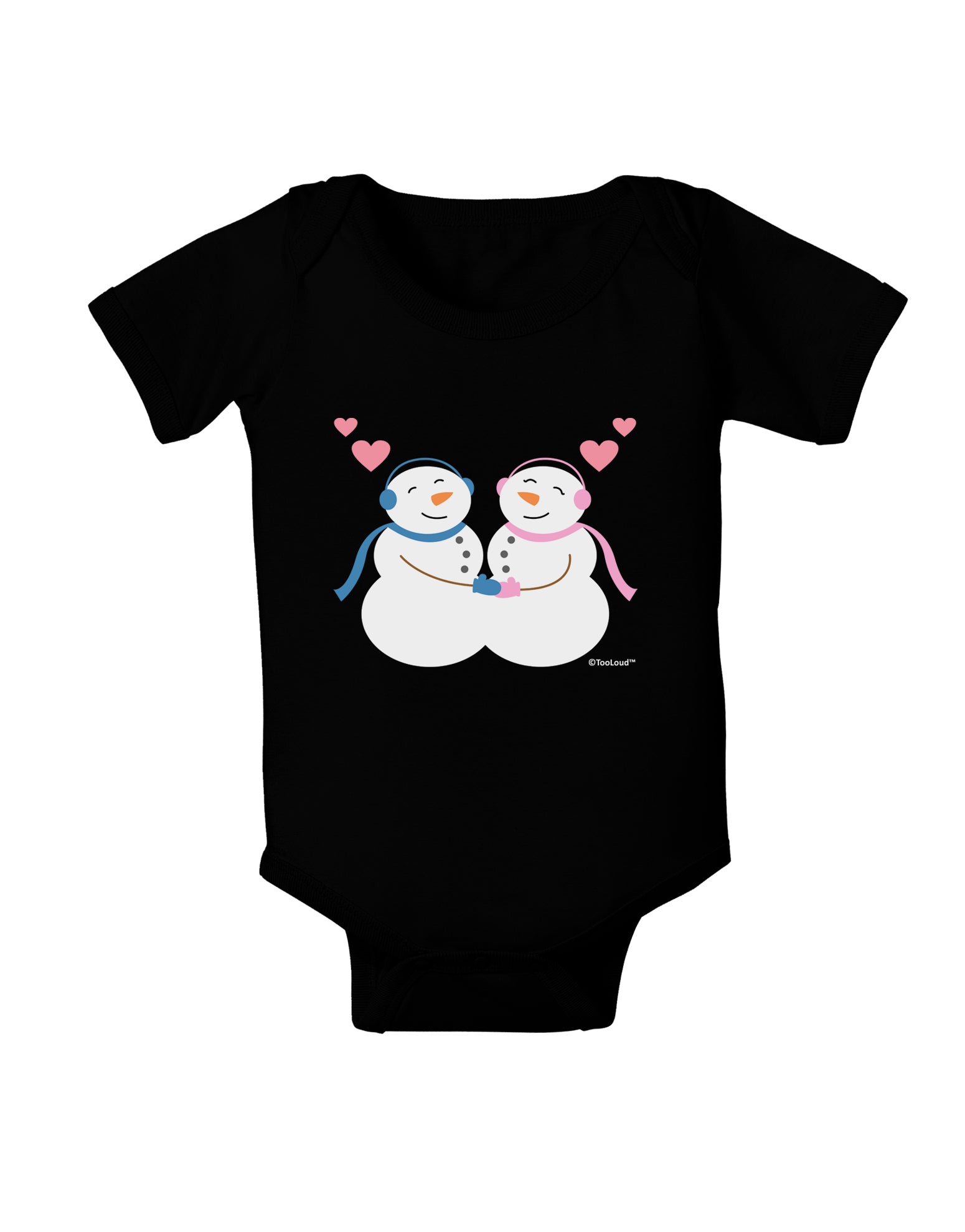 Cute Snowman and Snowwoman Couple Baby Romper Bodysuit Dark by TooLoud-Baby Romper-TooLoud-Black-06-Months-Davson Sales