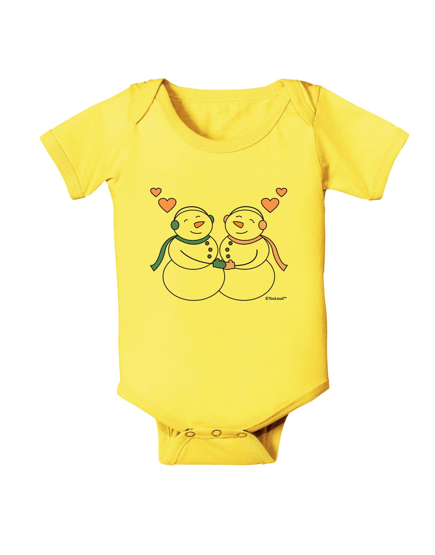 Cute Snowman and Snowwoman Couple Baby Romper Bodysuit by TooLoud-Baby Romper-TooLoud-Yellow-06-Months-Davson Sales