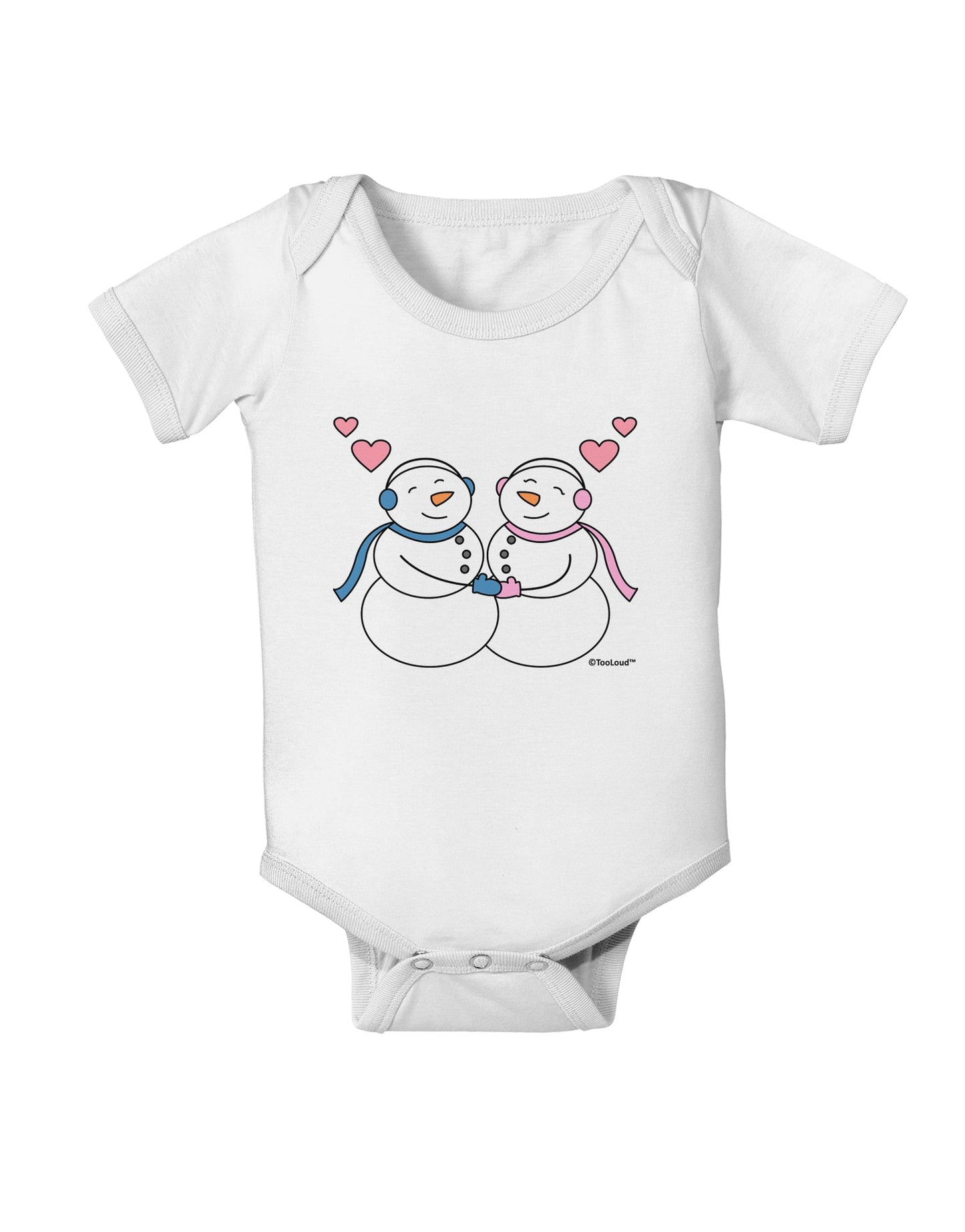 Cute Snowman and Snowwoman Couple Baby Romper Bodysuit by TooLoud-Baby Romper-TooLoud-White-06-Months-Davson Sales