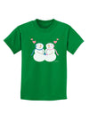 Cute Snowman and Snowwoman Couple Childrens Dark T-Shirt by TooLoud-Childrens T-Shirt-TooLoud-Kelly-Green-X-Small-Davson Sales