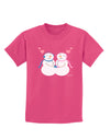 Cute Snowman and Snowwoman Couple Childrens Dark T-Shirt by TooLoud-Childrens T-Shirt-TooLoud-Sangria-X-Small-Davson Sales