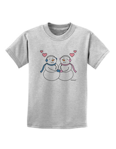 Cute Snowman and Snowwoman Couple Childrens T-Shirt by TooLoud-Childrens T-Shirt-TooLoud-AshGray-X-Small-Davson Sales