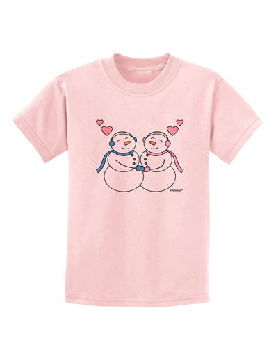 Cute Snowman and Snowwoman Couple Childrens T-Shirt by TooLoud-Childrens T-Shirt-TooLoud-PalePink-X-Small-Davson Sales