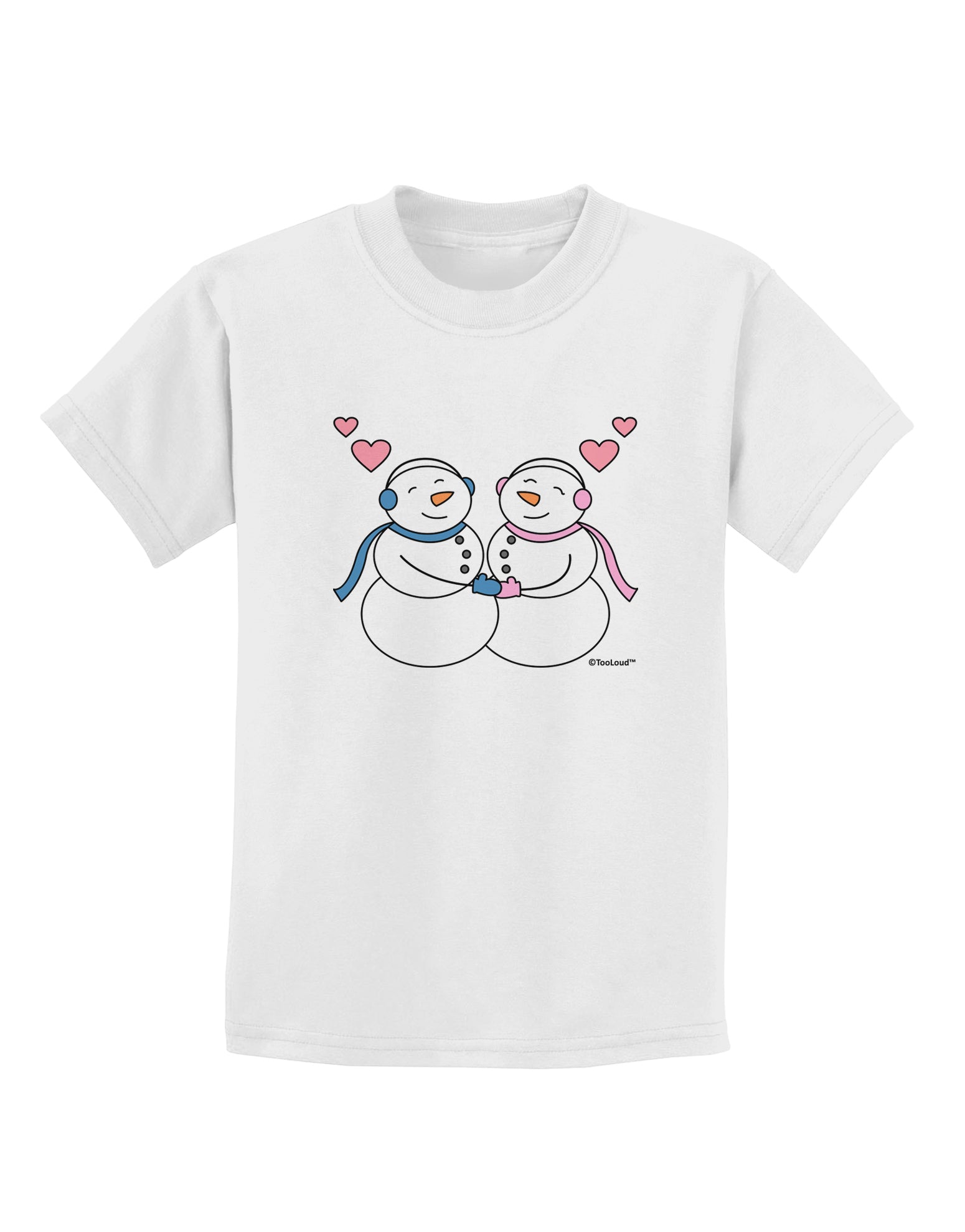 Cute Snowman and Snowwoman Couple Childrens T-Shirt by TooLoud-Childrens T-Shirt-TooLoud-White-X-Small-Davson Sales