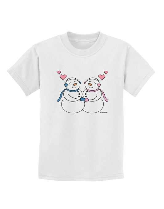 Cute Snowman and Snowwoman Couple Childrens T-Shirt by TooLoud-Childrens T-Shirt-TooLoud-White-X-Small-Davson Sales