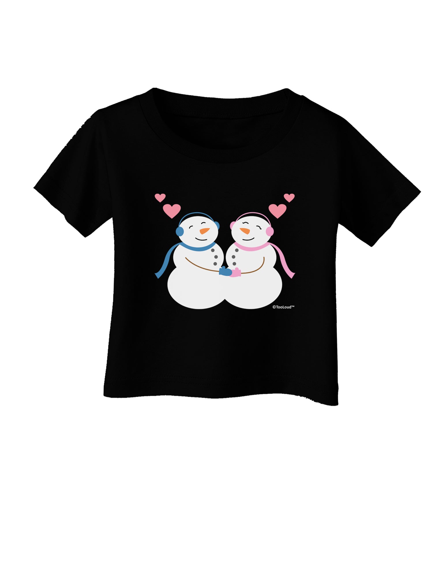 Cute Snowman and Snowwoman Couple Infant T-Shirt Dark by TooLoud-Infant T-Shirt-TooLoud-Black-06-Months-Davson Sales