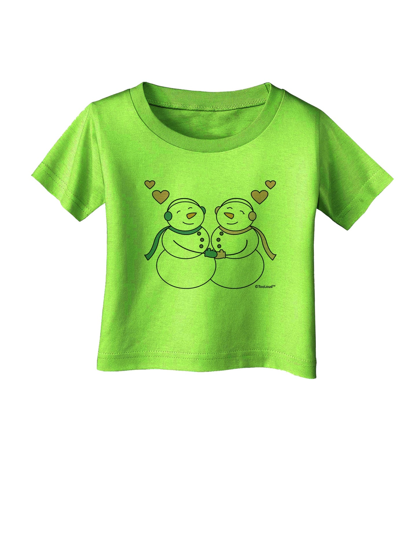 Cute Snowman and Snowwoman Couple Infant T-Shirt by TooLoud-Infant T-Shirt-TooLoud-Lime-Green-06-Months-Davson Sales