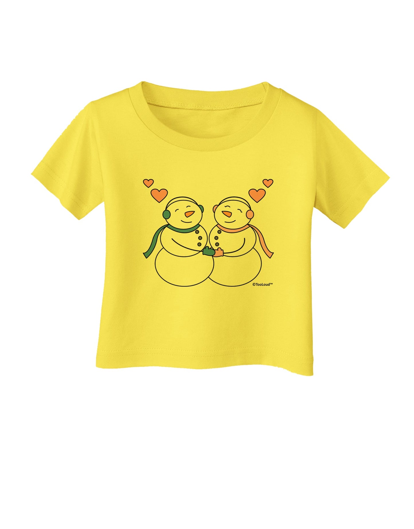 Cute Snowman and Snowwoman Couple Infant T-Shirt by TooLoud-Infant T-Shirt-TooLoud-Yellow-06-Months-Davson Sales