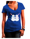 Cute Snowman and Snowwoman Couple Juniors V-Neck Dark T-Shirt by TooLoud-Womens V-Neck T-Shirts-TooLoud-Royal-Blue-Juniors Fitted Small-Davson Sales