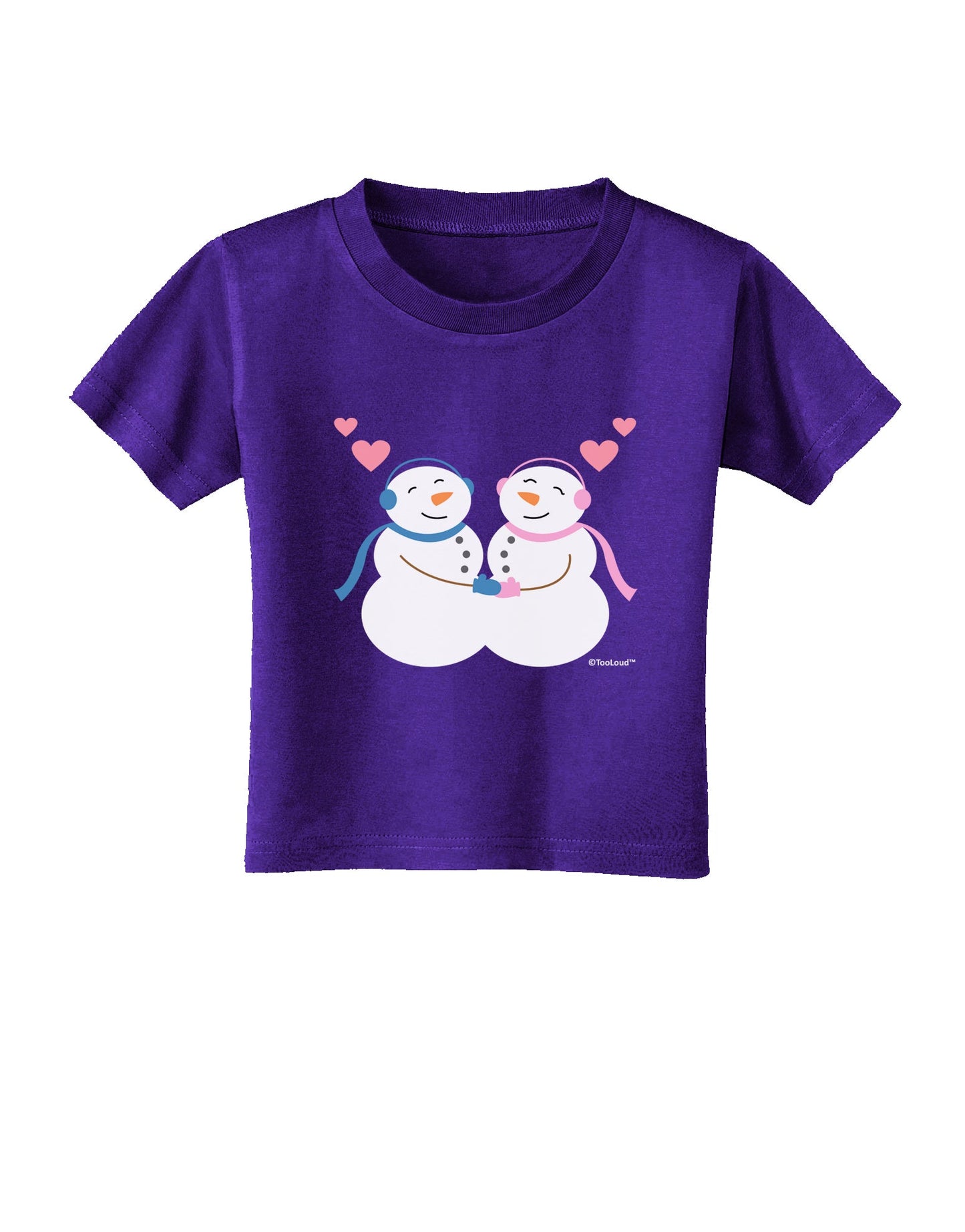 Cute Snowman and Snowwoman Couple Toddler T-Shirt Dark by TooLoud-Toddler T-Shirt-TooLoud-Purple-2T-Davson Sales
