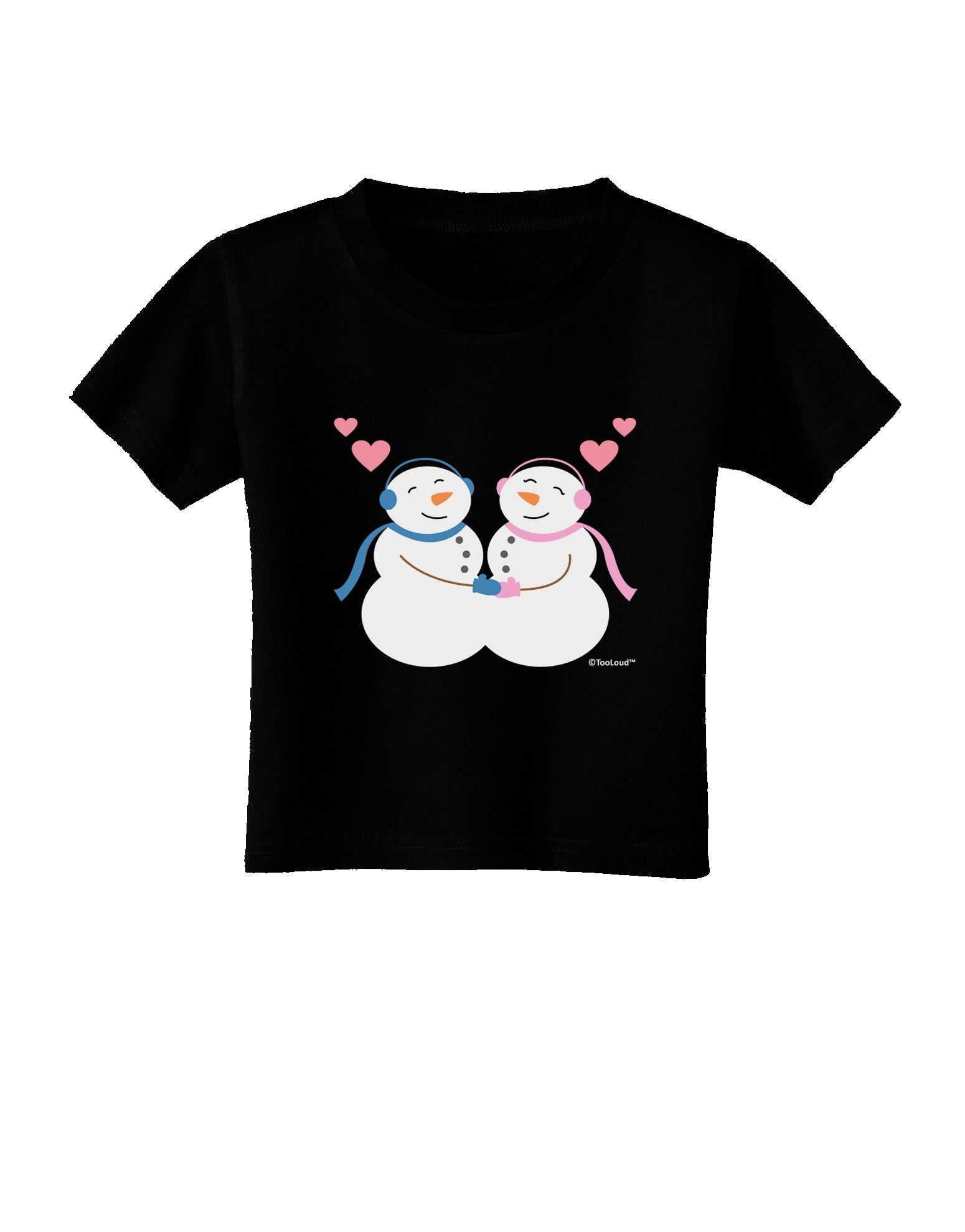Cute Snowman and Snowwoman Couple Toddler T-Shirt Dark by TooLoud-Toddler T-Shirt-TooLoud-Black-2T-Davson Sales