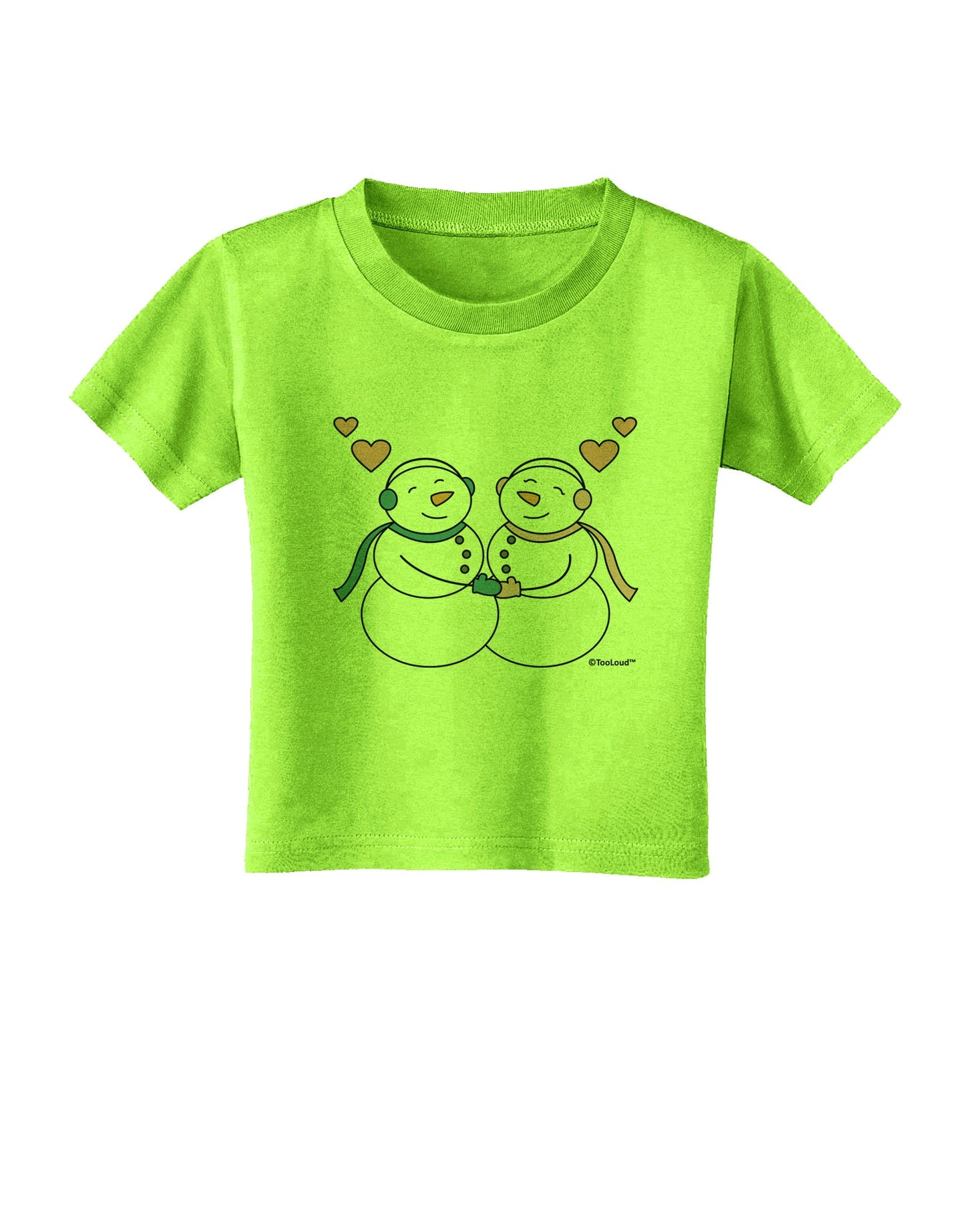 Cute Snowman and Snowwoman Couple Toddler T-Shirt by TooLoud-Toddler T-Shirt-TooLoud-Lime-Green-2T-Davson Sales