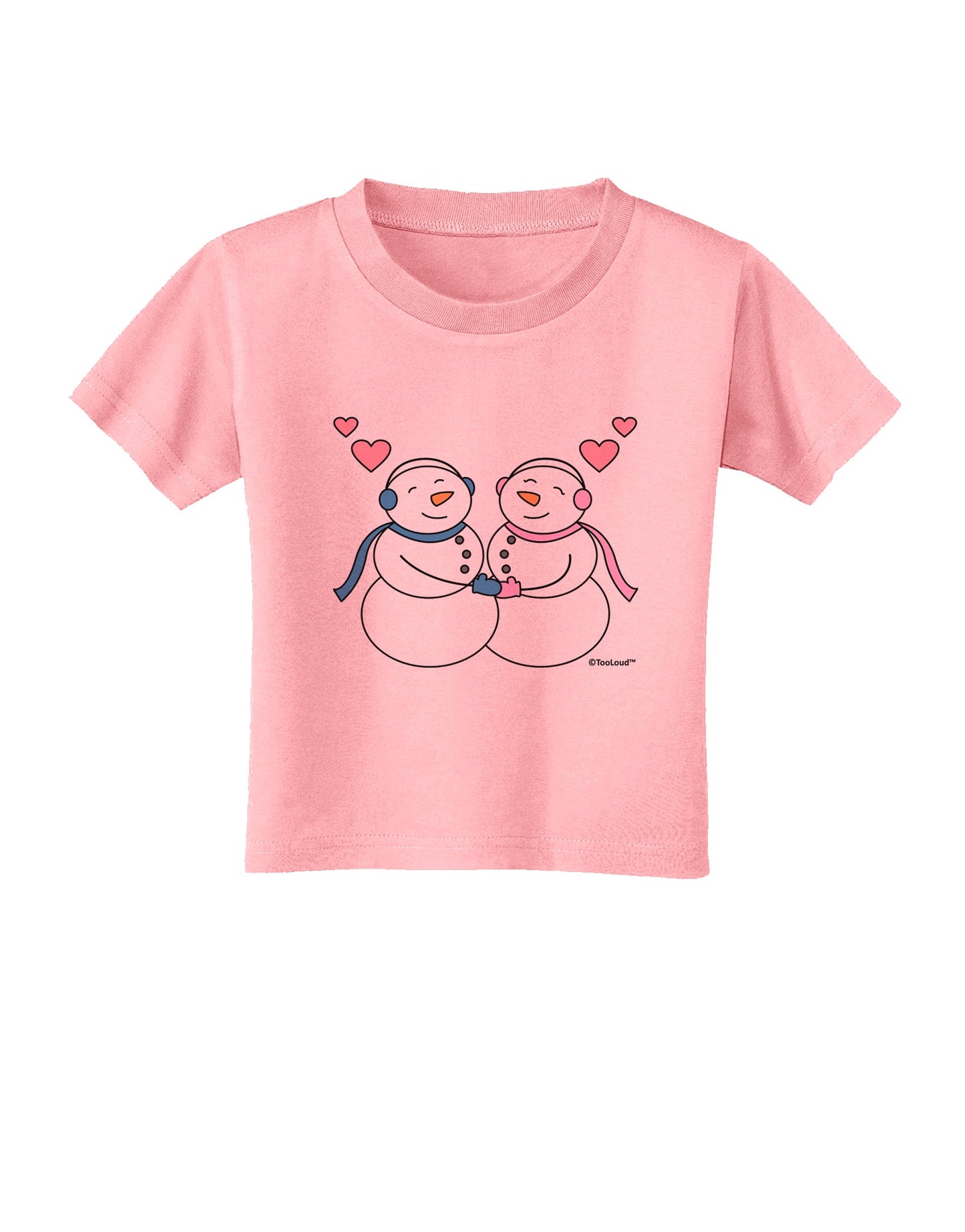 Cute Snowman and Snowwoman Couple Toddler T-Shirt by TooLoud-Toddler T-Shirt-TooLoud-Candy-Pink-2T-Davson Sales