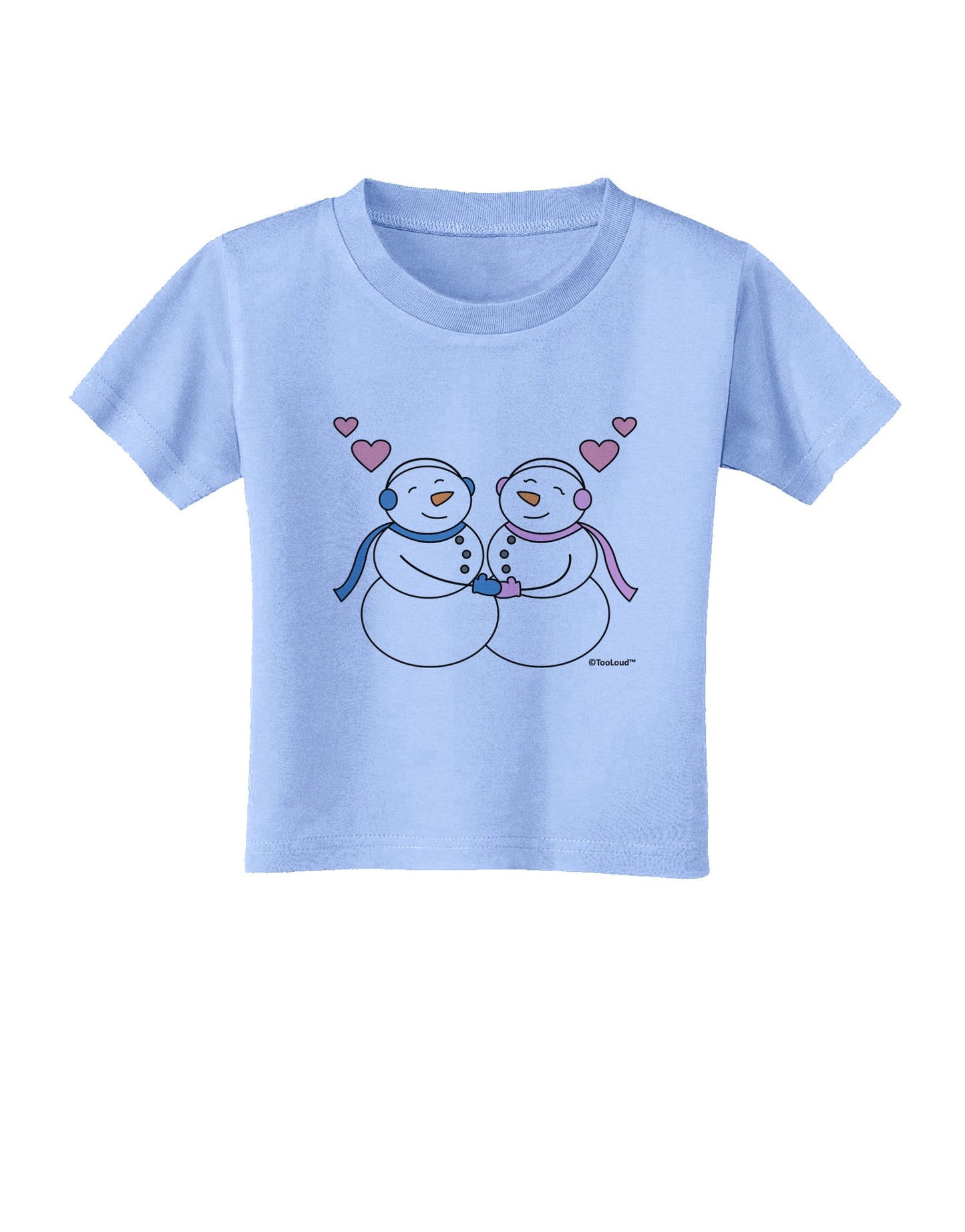 Cute Snowman and Snowwoman Couple Toddler T-Shirt by TooLoud-Toddler T-Shirt-TooLoud-Aquatic-Blue-2T-Davson Sales