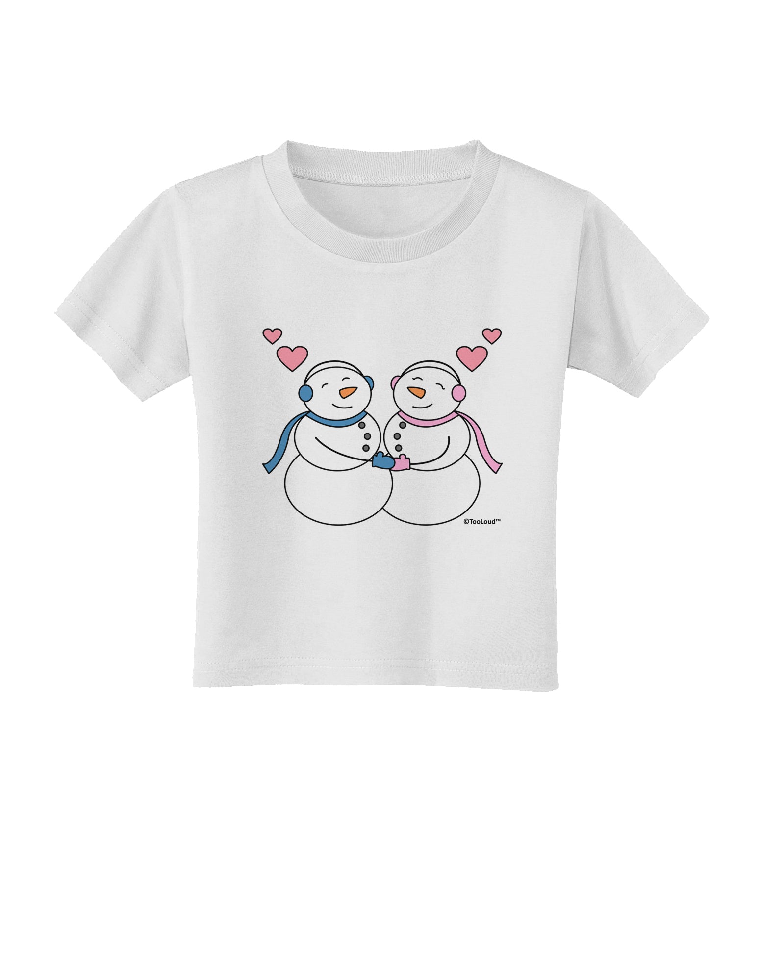 Cute Snowman and Snowwoman Couple Toddler T-Shirt by TooLoud-Toddler T-Shirt-TooLoud-White-2T-Davson Sales