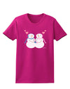 Cute Snowman and Snowwoman Couple Womens Dark T-Shirt by TooLoud-Womens T-Shirt-TooLoud-Hot-Pink-Small-Davson Sales