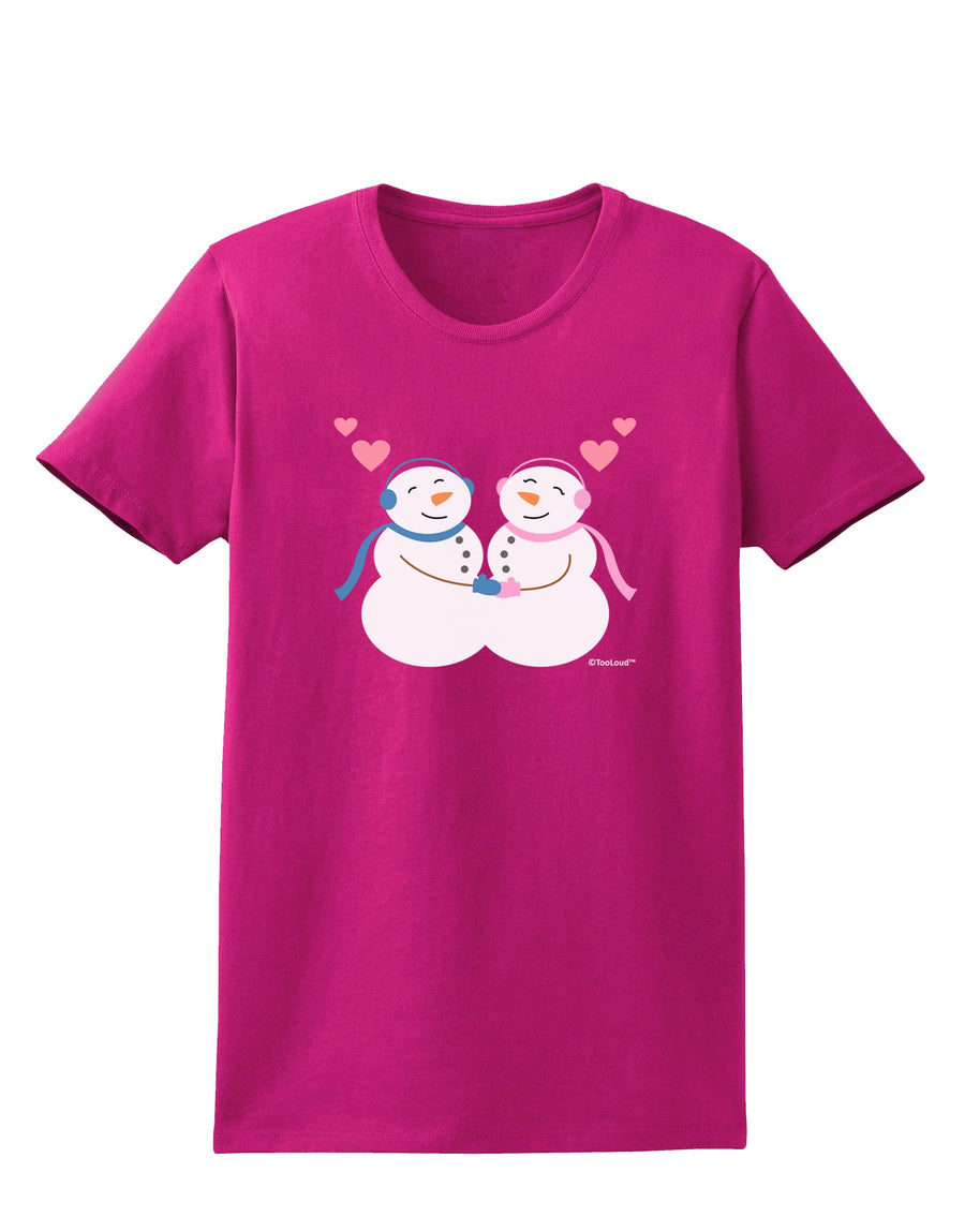 Cute Snowman and Snowwoman Couple Womens Dark T-Shirt by TooLoud-Womens T-Shirt-TooLoud-Black-X-Small-Davson Sales