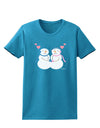 Cute Snowman and Snowwoman Couple Womens Dark T-Shirt by TooLoud-Womens T-Shirt-TooLoud-Turquoise-X-Small-Davson Sales