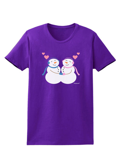 Cute Snowman and Snowwoman Couple Womens Dark T-Shirt by TooLoud-Womens T-Shirt-TooLoud-Purple-X-Small-Davson Sales