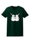 Cute Snowman and Snowwoman Couple Womens Dark T-Shirt by TooLoud-Womens T-Shirt-TooLoud-Forest-Green-Small-Davson Sales