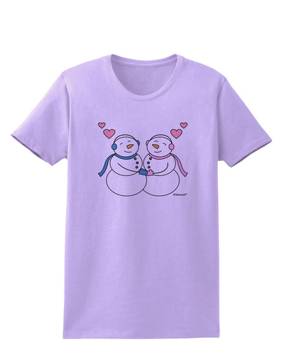 Cute Snowman and Snowwoman Couple Womens T-Shirt by TooLoud-Womens T-Shirt-TooLoud-Lavender-X-Small-Davson Sales