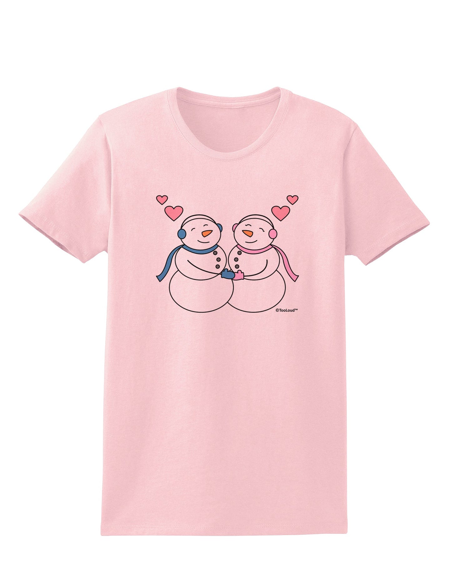 Cute Snowman and Snowwoman Couple Womens T-Shirt by TooLoud-Womens T-Shirt-TooLoud-PalePink-X-Small-Davson Sales