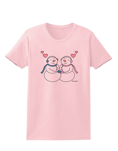 Cute Snowman and Snowwoman Couple Womens T-Shirt by TooLoud-Womens T-Shirt-TooLoud-PalePink-X-Small-Davson Sales