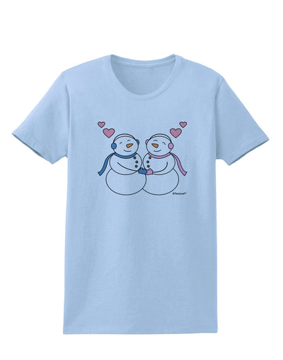 Cute Snowman and Snowwoman Couple Womens T-Shirt by TooLoud-Womens T-Shirt-TooLoud-Light-Blue-X-Small-Davson Sales