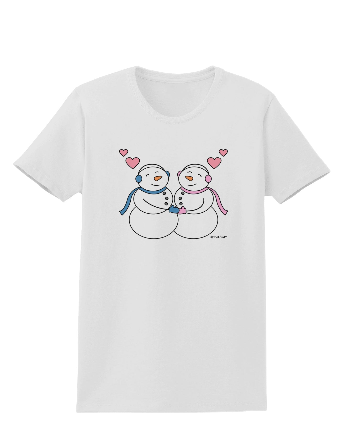 Cute Snowman and Snowwoman Couple Womens T-Shirt by TooLoud-Womens T-Shirt-TooLoud-White-X-Small-Davson Sales